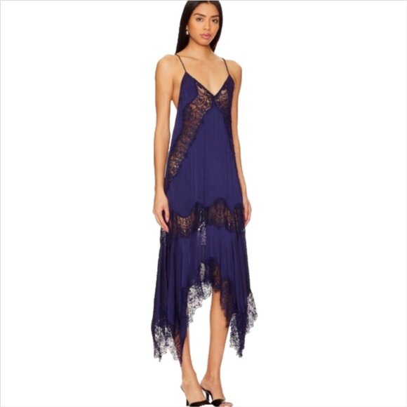 NWOT Free People Sunsetter Maxi Slip Dress Midnight Rain - Picture 2 of 9